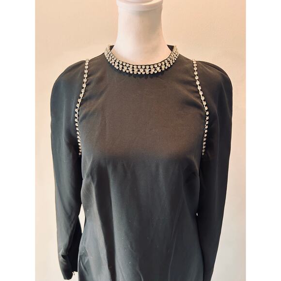 NWOT IEENA for Mac Duggal Black Long Sleeve Gown with Rhinestone Detailing US 8 - Picture 2 of 12